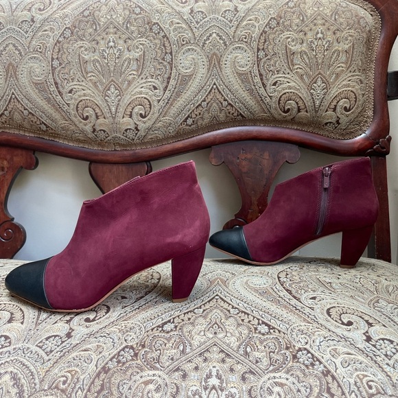 Loeffler Randall Nanette Burgundy Wine Suede Leather Booties Boots Shoes Size 8 - Picture 5 of 14